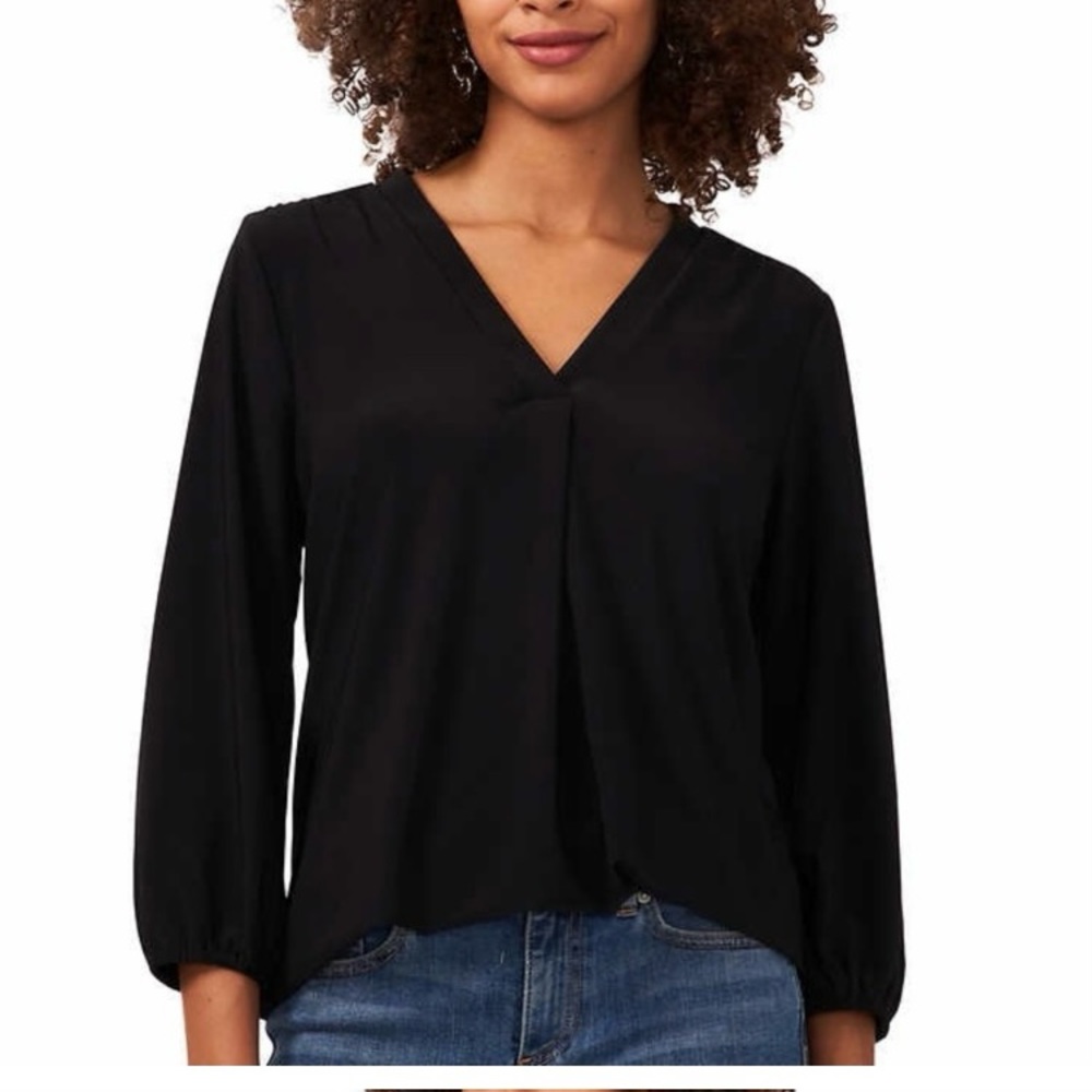 two by Vince Camuto ladies v-neck black 3/4 sleeves size s New with tag